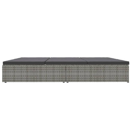 Lettino Reclinabile con Cuscini in Polyrattan Grigio Scuro - homemem39