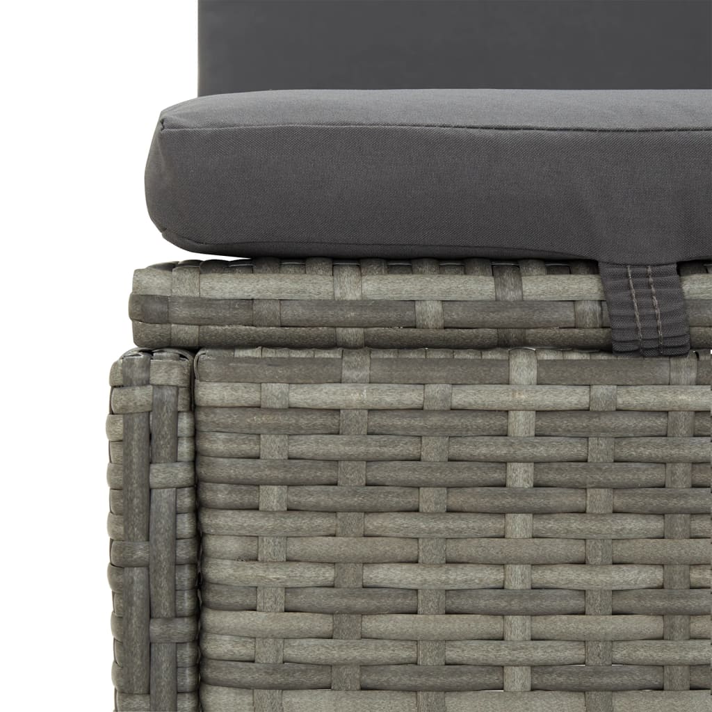 Lettino Reclinabile con Cuscini in Polyrattan Grigio Scuro - homemem39