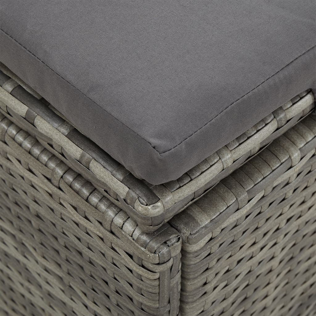 Lettino Reclinabile con Cuscini in Polyrattan Grigio Scuro - homemem39