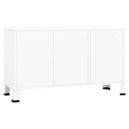 Credenza Bianca Industriale 105x35x62 cm in Metallo e Vetro - homemem39