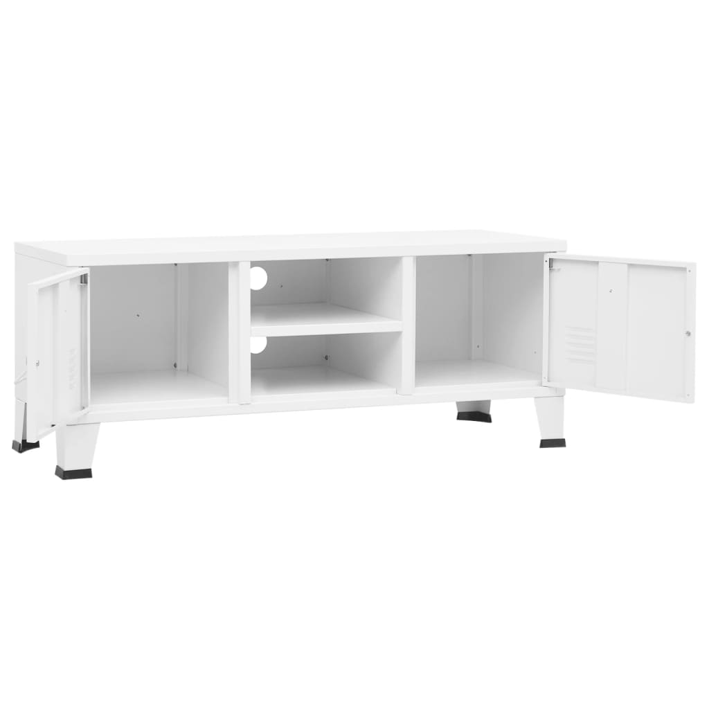 Mobile TV Industriale Bianco 105x35x42 cm in Metallo - homemem39