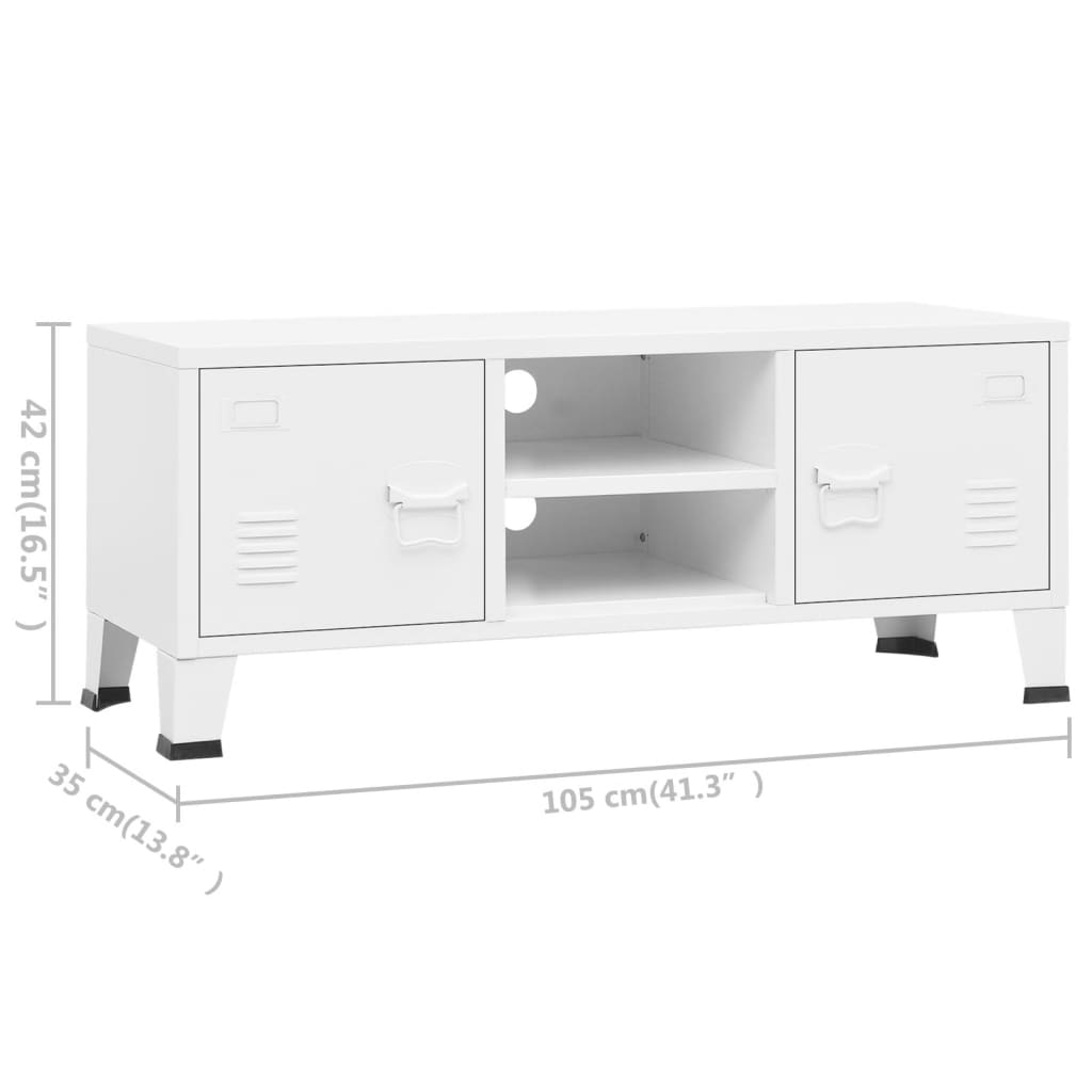 Mobile TV Industriale Bianco 105x35x42 cm in Metallo - homemem39