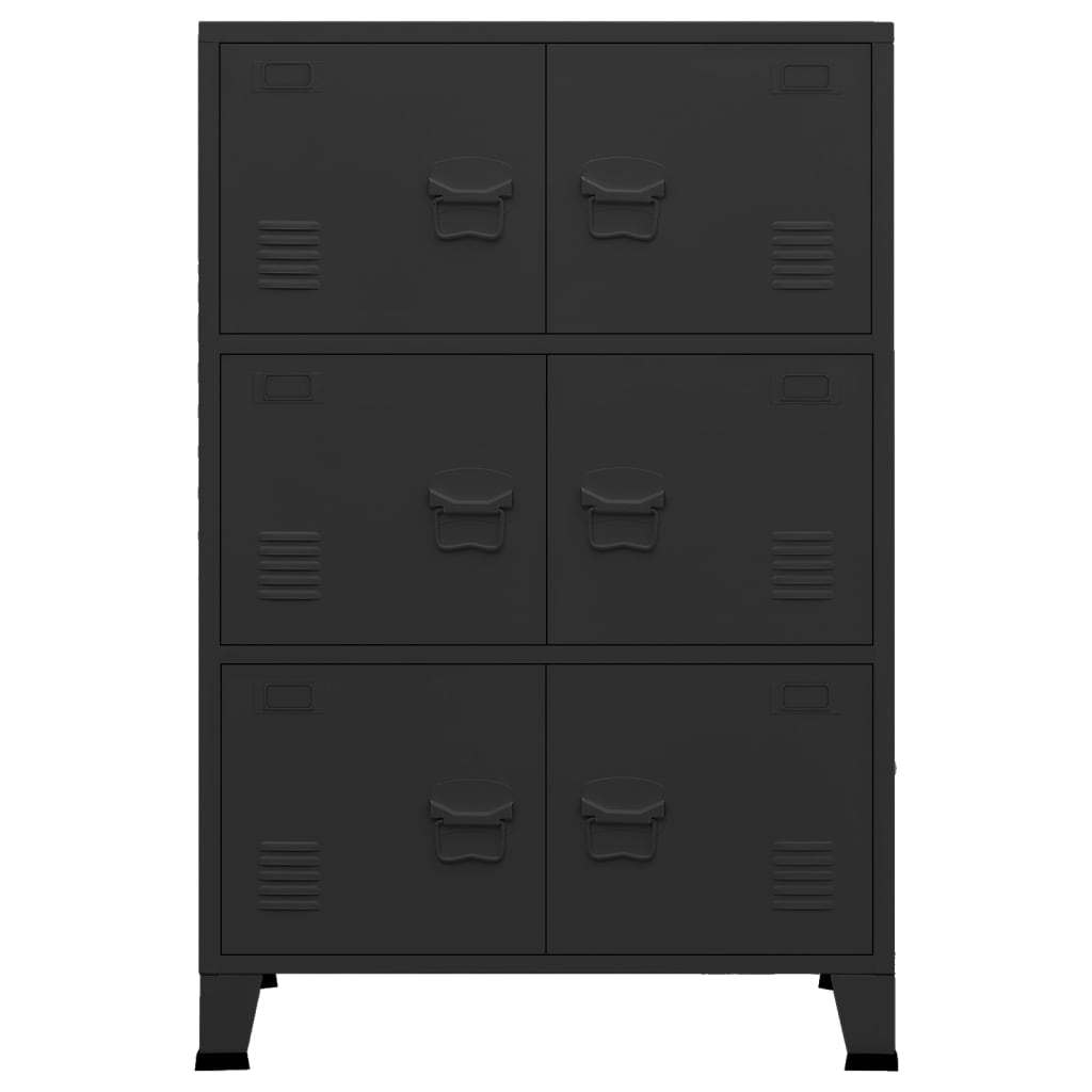 Armadio Classificatore Industriale Nero 75x40x115 cm in Metallo - homemem39