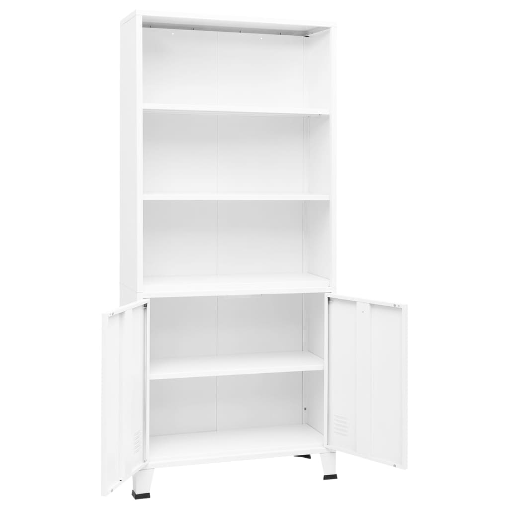 Libreria Industriale Bianca 80x32x180 cm in Acciaio - homemem39