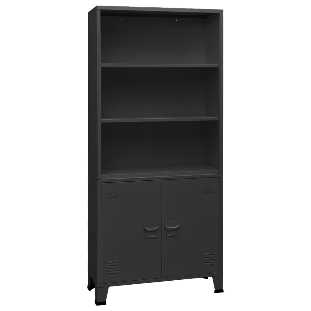 Libreria Industriale Antracite 80x32x180 cm in Acciaio - homemem39