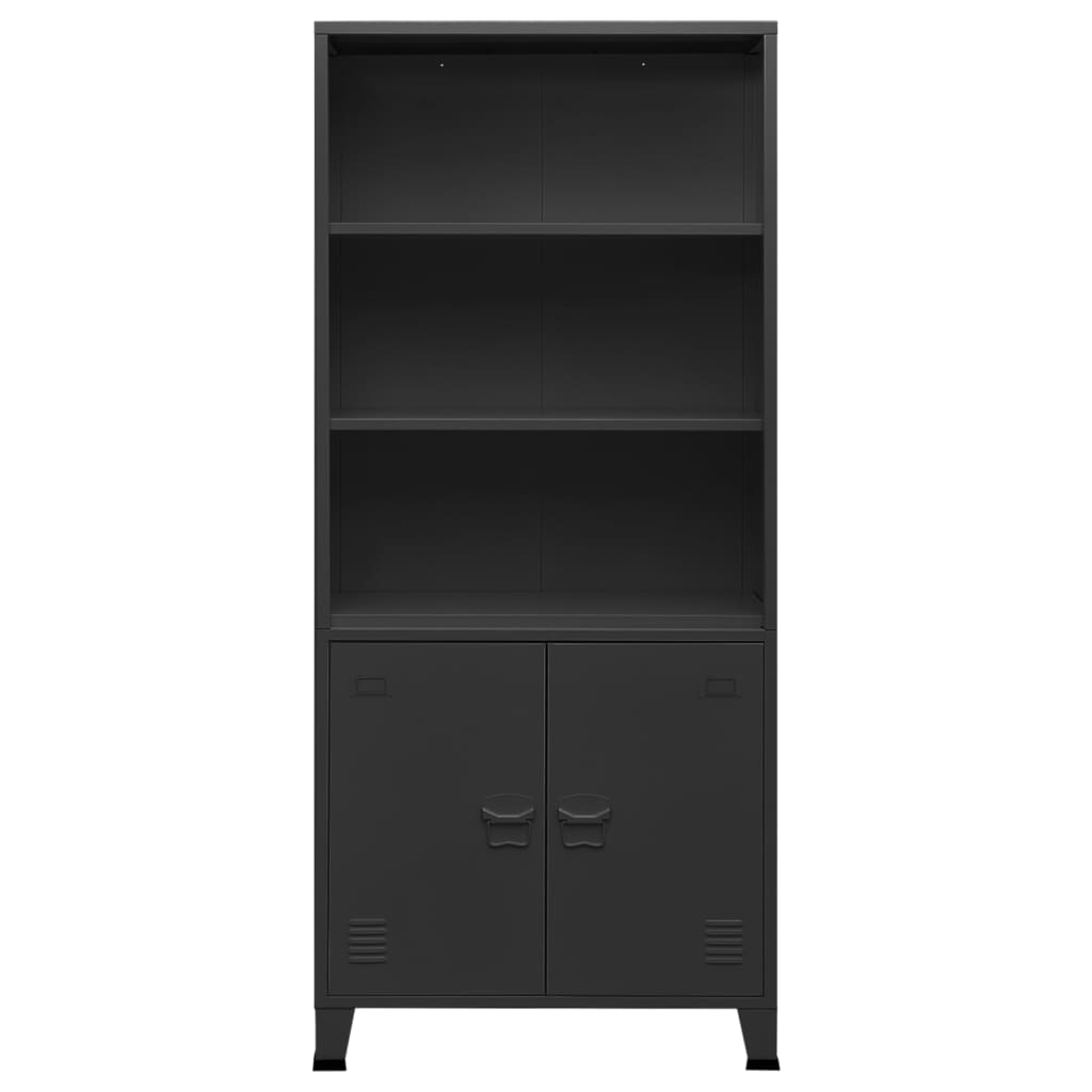 Libreria Industriale Antracite 80x32x180 cm in Acciaio - homemem39