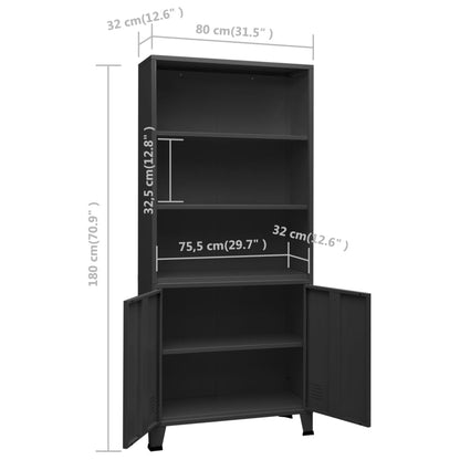 Libreria Industriale Antracite 80x32x180 cm in Acciaio - homemem39