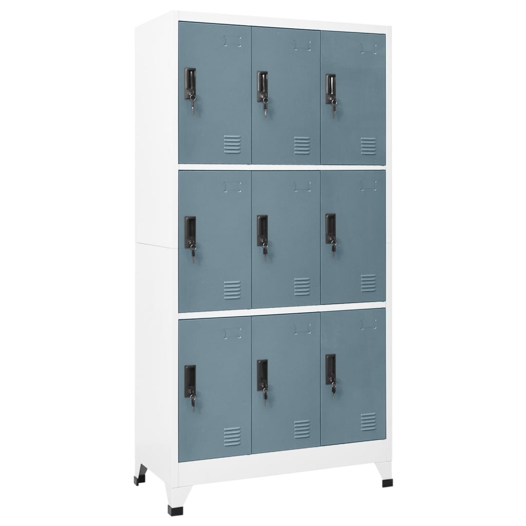 Armadietto Grigio Chiaro e Scuro 90x45x180 cm in Acciaio - homemem39