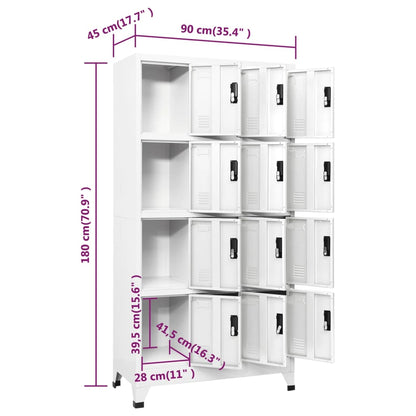 Armadietto con Serratura Bianco 90x45x180 cm in Acciaio - homemem39