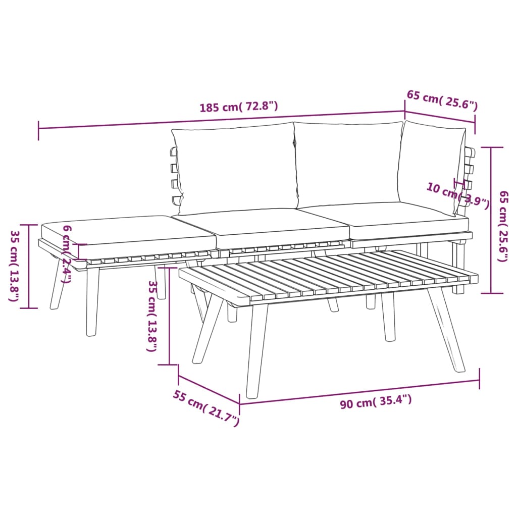 Set Divani da Giardino 4 pz con Cuscini in Massello di Acacia - homemem39