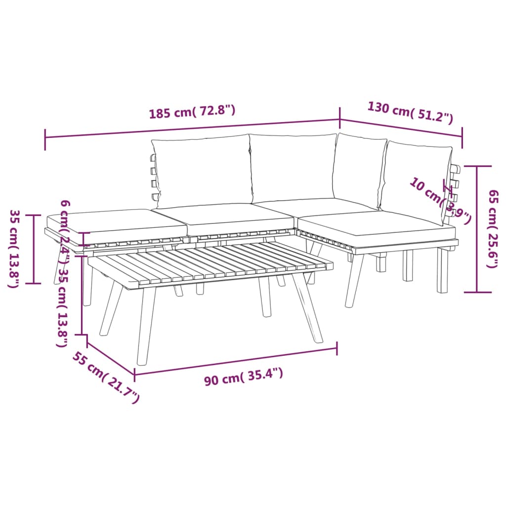 Set Divani da Giardino 5 pz con Cuscini in Massello di Acacia - homemem39