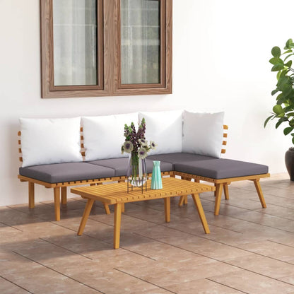 Set Divani da Giardino 5 pz con Cuscini in Massello di Acacia - homemem39