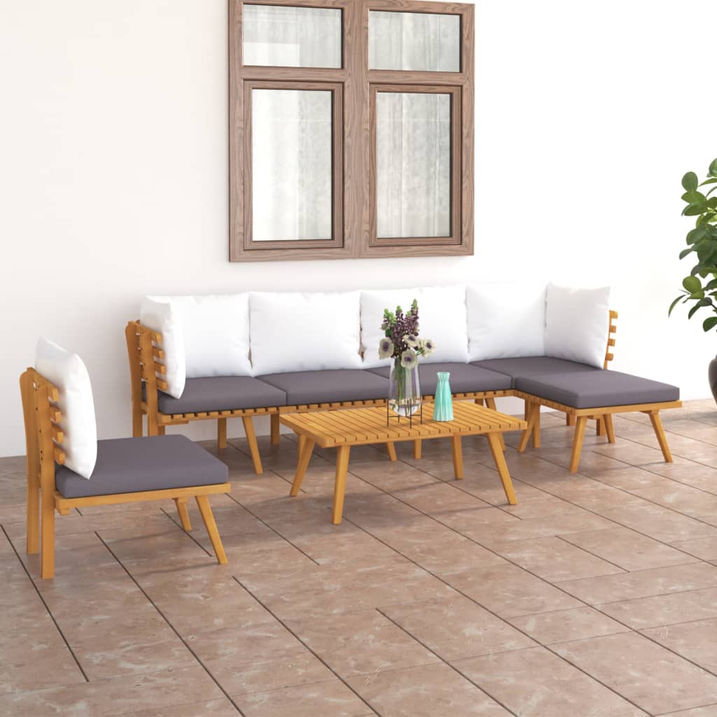 Set Divani da Giardino 7 pz con Cuscini in Massello di Acacia - homemem39