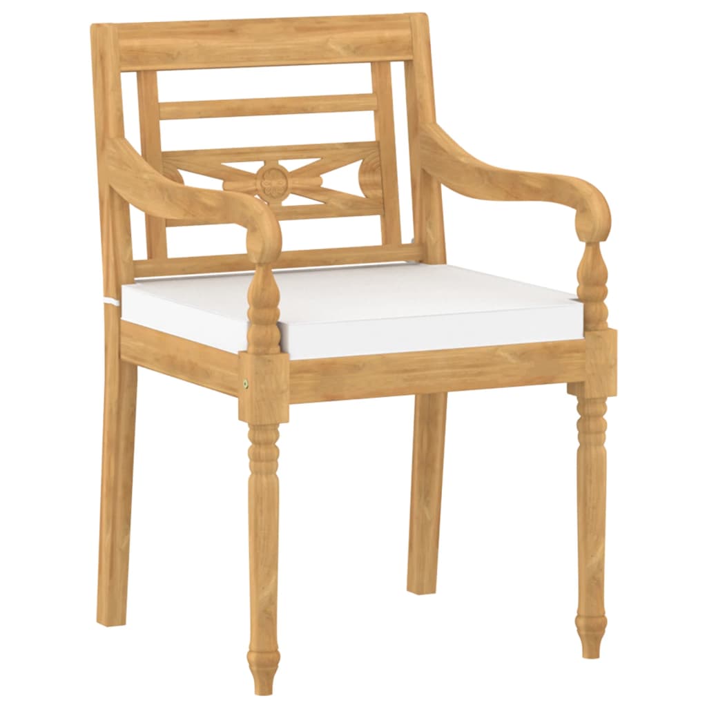 Sedie Batavia con Cuscini 4 pz in Legno Massello di Teak - homemem39