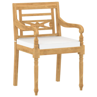 Sedie Batavia con Cuscini 4 pz in Legno Massello di Teak - homemem39