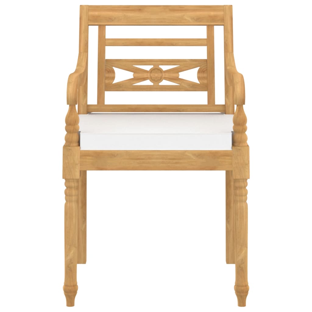 Sedie Batavia con Cuscini 4 pz in Legno Massello di Teak - homemem39