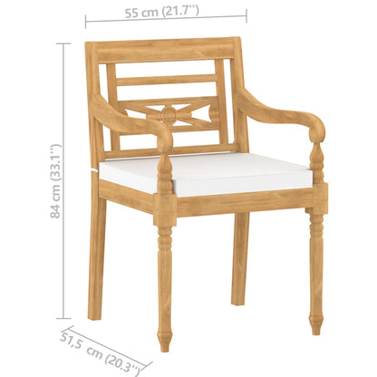 Sedie Batavia con Cuscini 4 pz in Legno Massello di Teak - homemem39