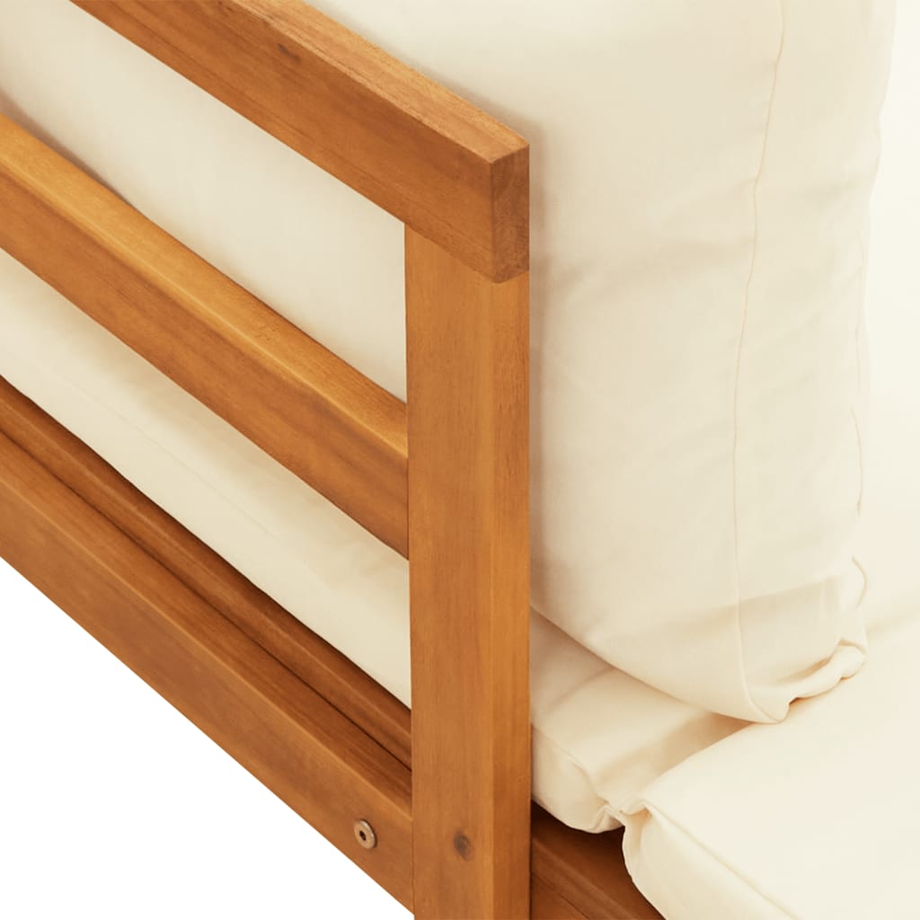 Lettini Prendisole con Cuscini Crema 2 pz Legno d'Acacia - homemem39