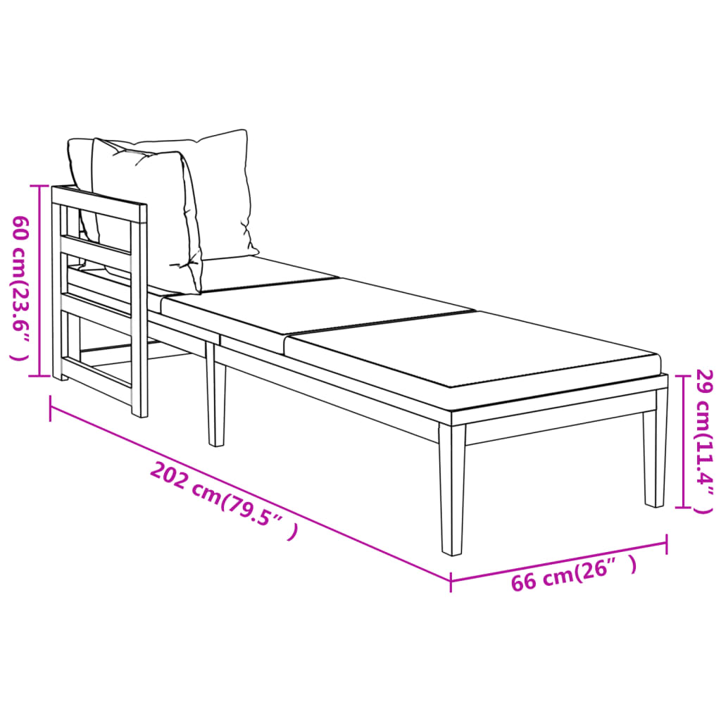 Lettini Prendisole con Cuscini Crema 2 pz Legno d'Acacia - homemem39