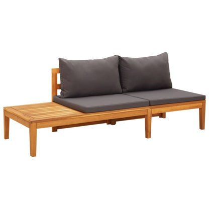 Panche da Giardino con Cuscini Grigio Scuro 2pz Legno di Acacia - homemem39