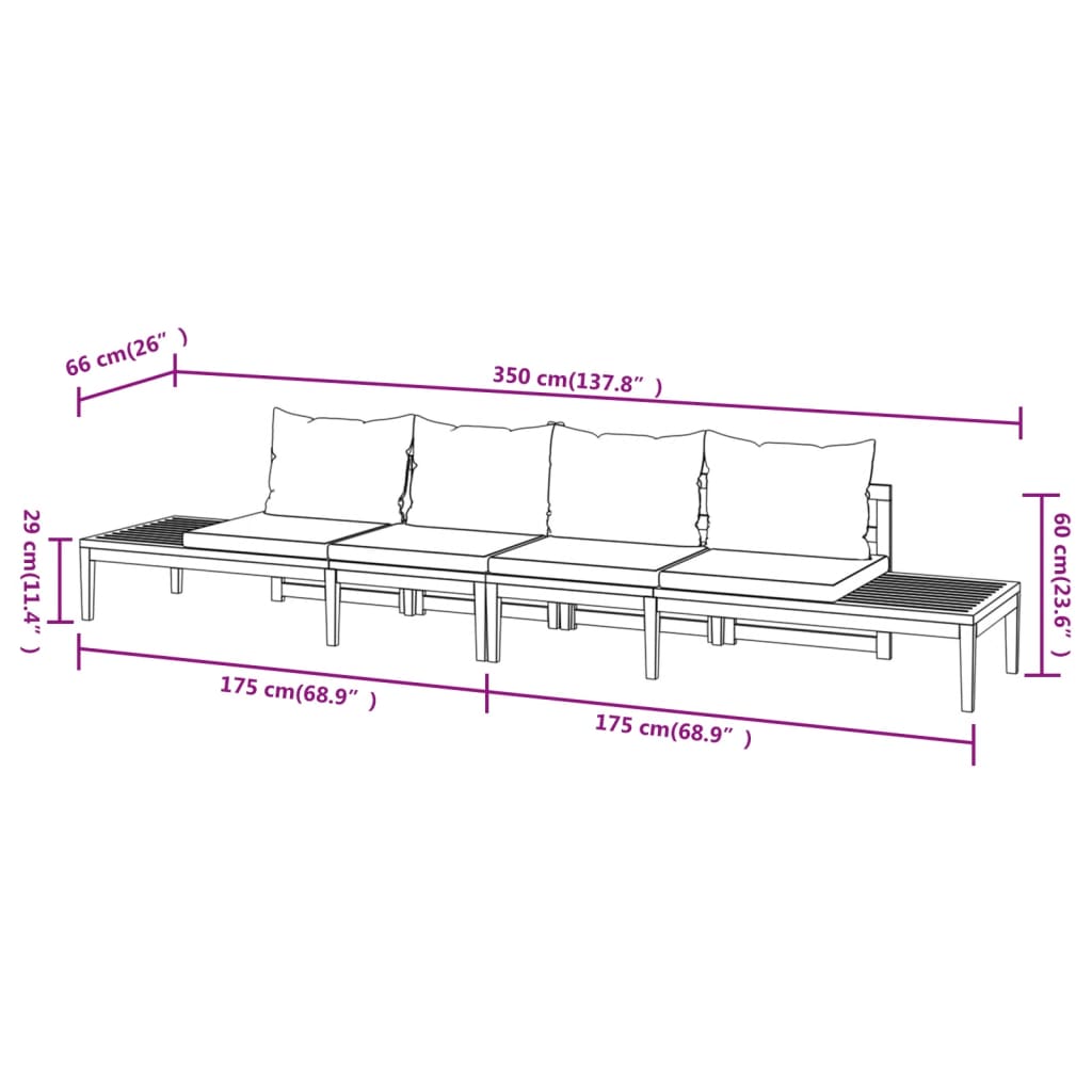 Panche da Giardino con Cuscini Grigio Scuro 2pz Legno di Acacia - homemem39