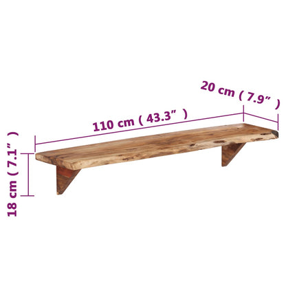 Mensole da Parete 2 pz 110x20x18 cm in Legno Massello di Acacia - homemem39