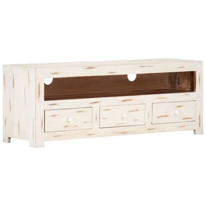 Mobile TV in Legno Massello di Acacia 110x30x40 cm Bianco - homemem39