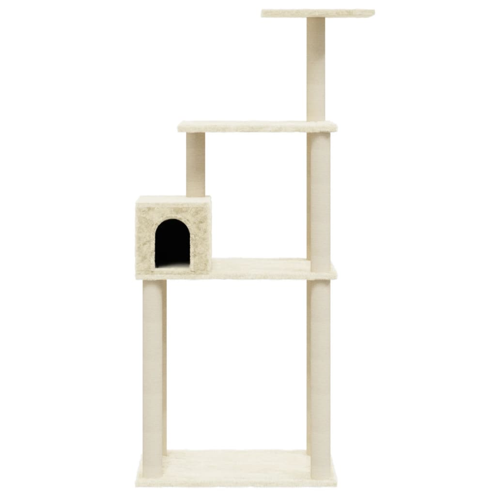 Albero per Gatti con Tiragraffi in Sisal Crema 147 cm - homemem39