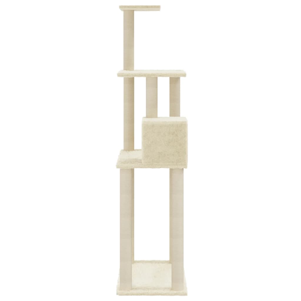 Albero per Gatti con Tiragraffi in Sisal Crema 147 cm - homemem39