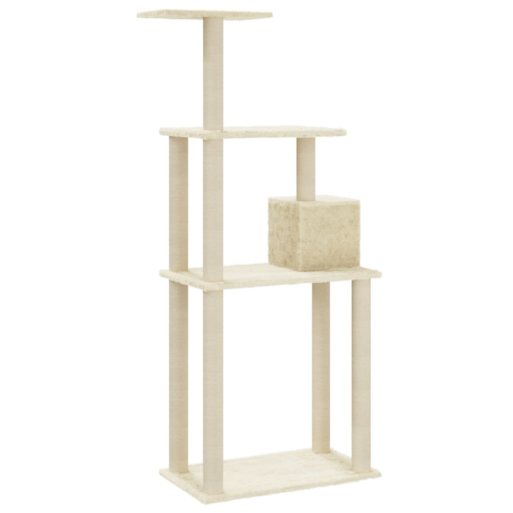 Albero per Gatti con Tiragraffi in Sisal Crema 147 cm - homemem39