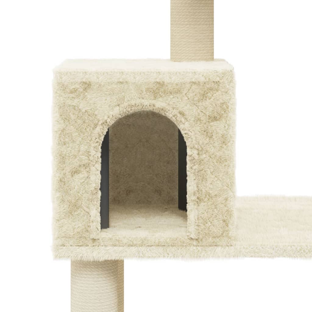 Albero per Gatti con Tiragraffi in Sisal Crema 147 cm - homemem39