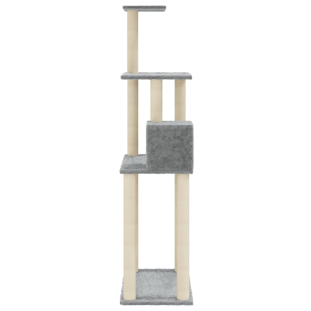 Albero per Gatti con Tiragraffi in Sisal Grigio Chiaro 147 cm - homemem39