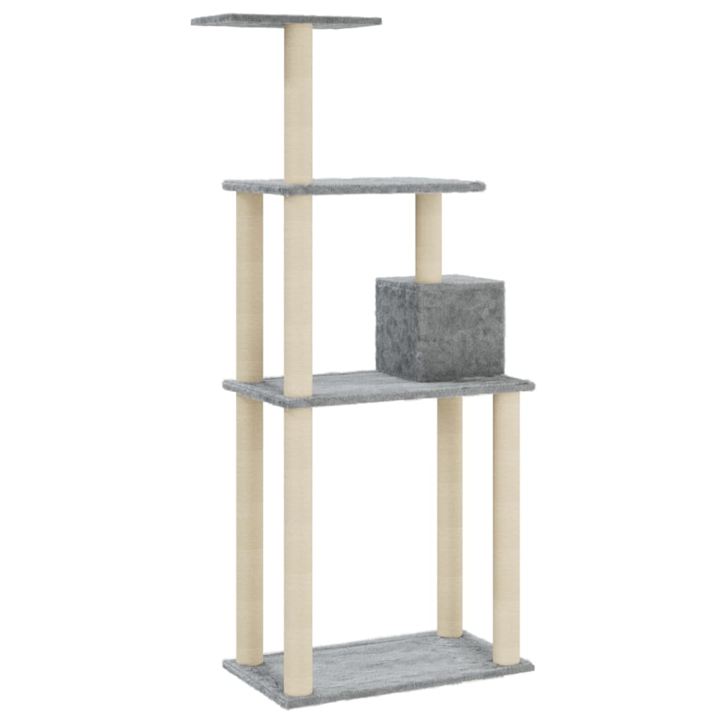 Albero per Gatti con Tiragraffi in Sisal Grigio Chiaro 147 cm - homemem39