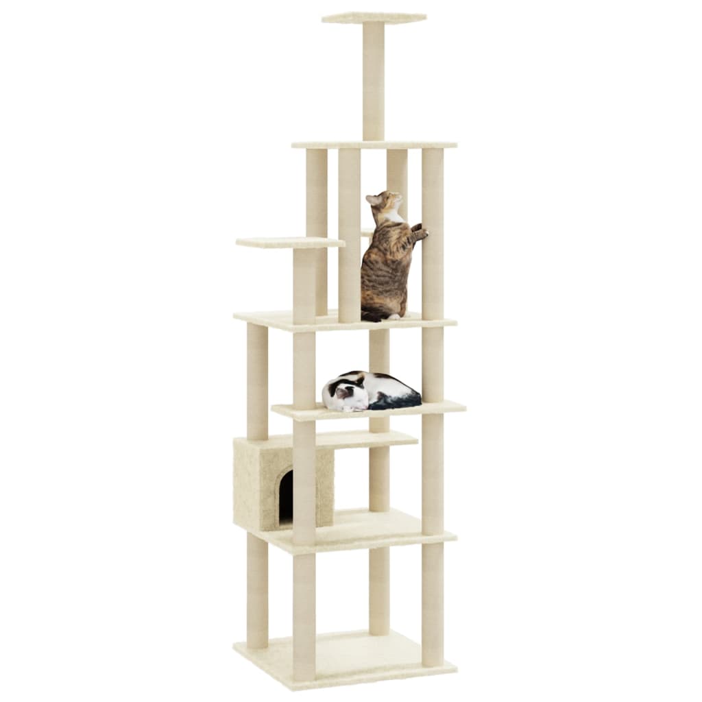 Albero per Gatti con Tiragraffi in Sisal Crema 183 cm - homemem39