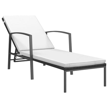 Lettino Prendisole da Giardino con Cuscino in Polyrattan Nero - homemem39