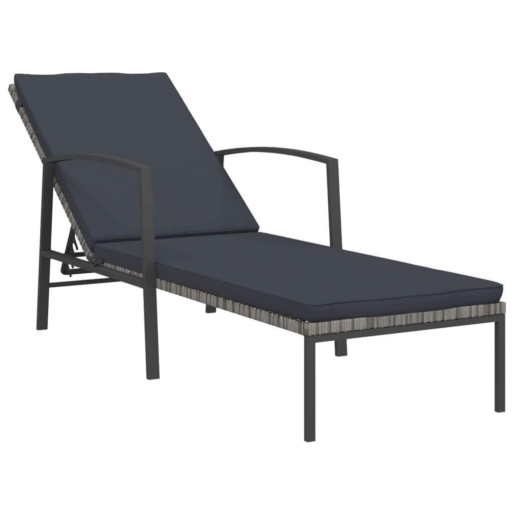 Lettini Prendisole 2 pz con Tavolo in Polyrattan Grigio - homemem39