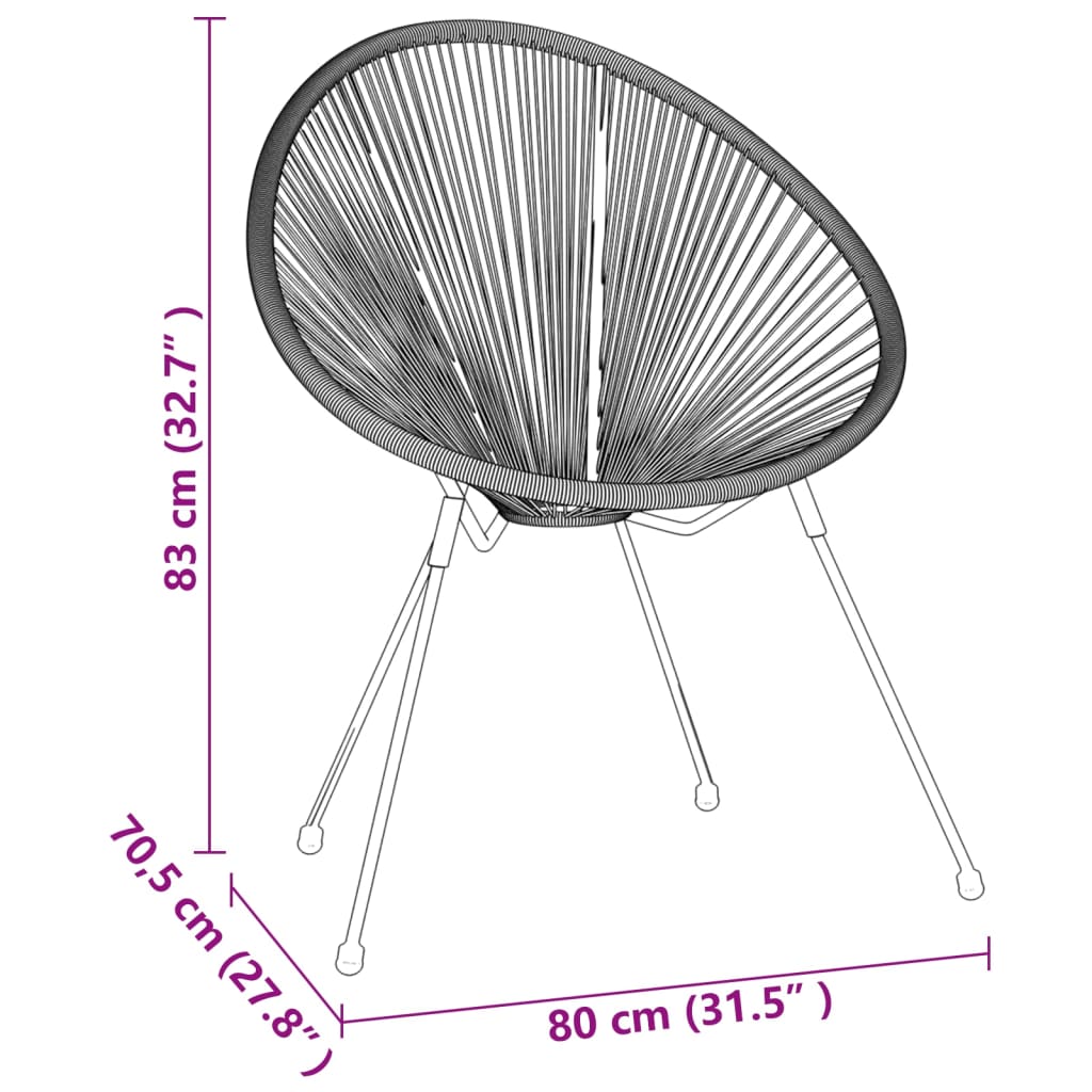 Set da Pranzo per Giardino 3 pz Nero - homemem39