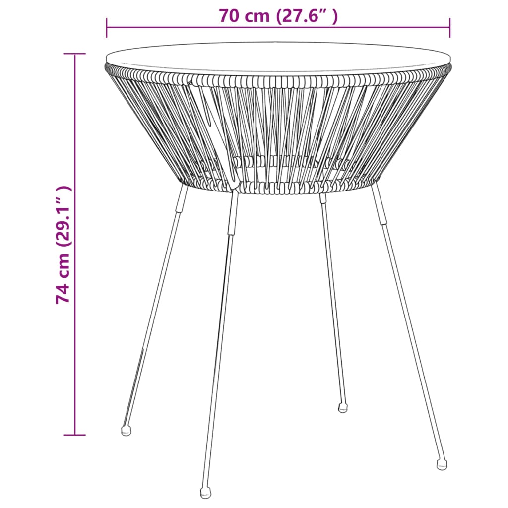 Set da Pranzo per Giardino 3 pz Nero - homemem39