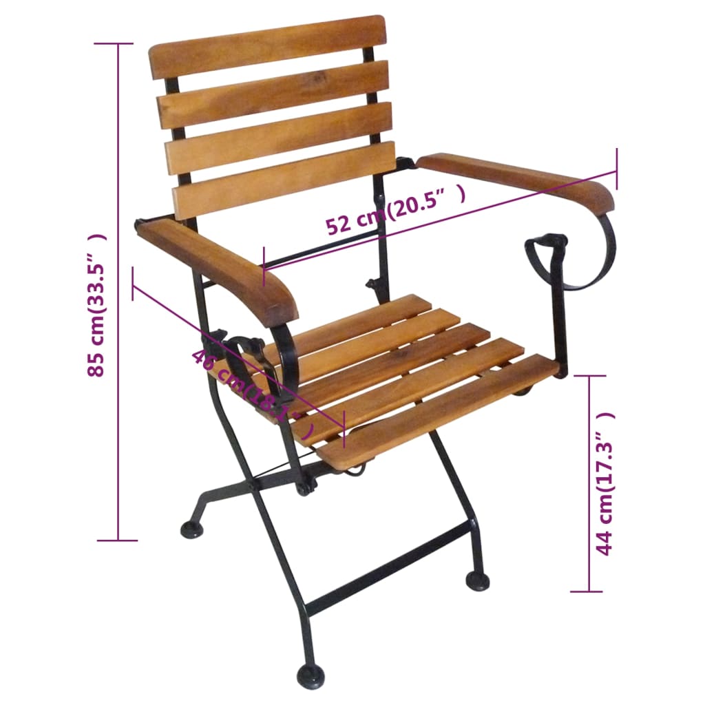 Sedie da Giardino Pieghevoli 4 pz in Acciaio e Legno Acacia - homemem39