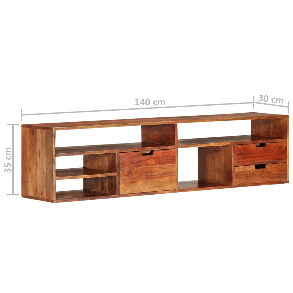 Mobile Porta TV 140x30x35 cm in Legno Massello di Acacia - homemem39