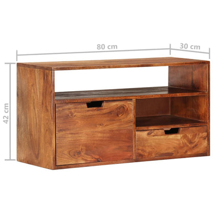 Mobile Porta TV 80x30x42 cm in Legno Massello di Acacia - homemem39