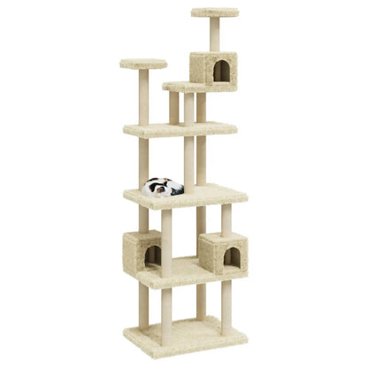 Albero per Gatti con Tiragraffi in Sisal Crema 188 cm - homemem39