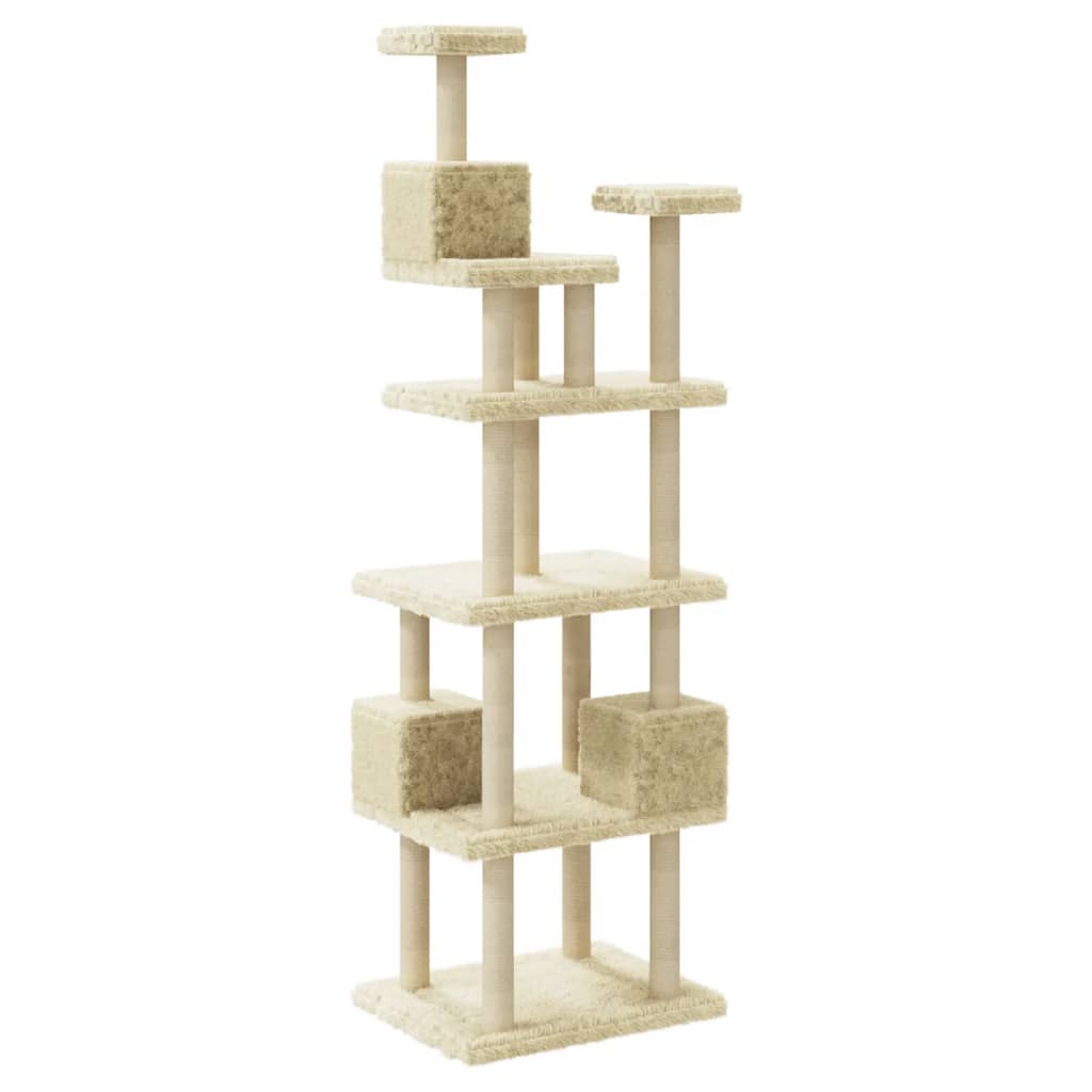 Albero per Gatti con Tiragraffi in Sisal Crema 188 cm - homemem39