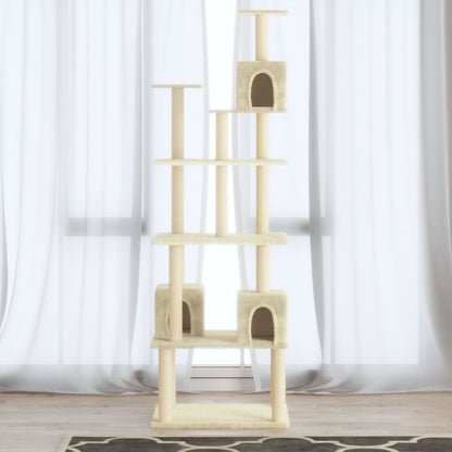 Albero per Gatti con Tiragraffi in Sisal Crema 188 cm - homemem39