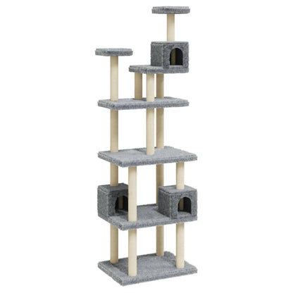 Albero per Gatti con Tiragraffi in Sisal Grigio Chiaro 188 cm - homemem39