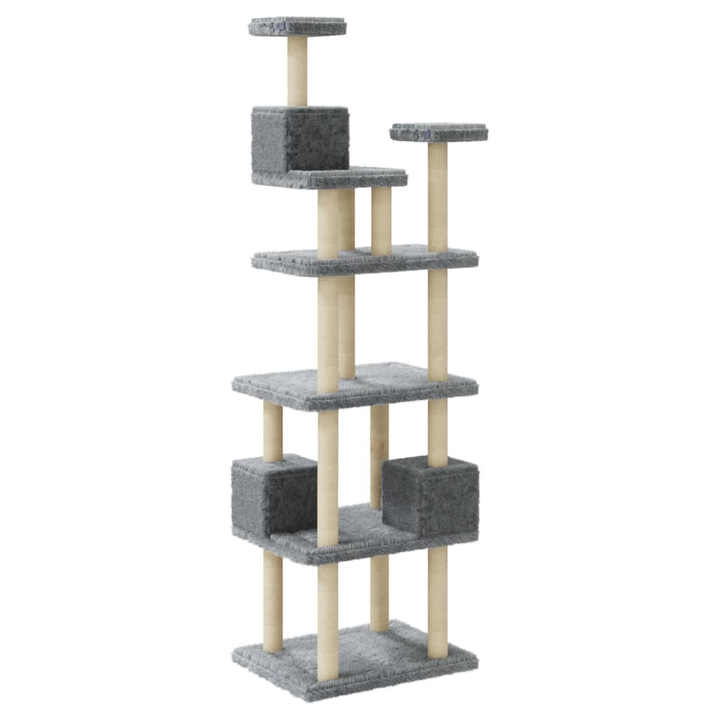 Albero per Gatti con Tiragraffi in Sisal Grigio Chiaro 188 cm - homemem39