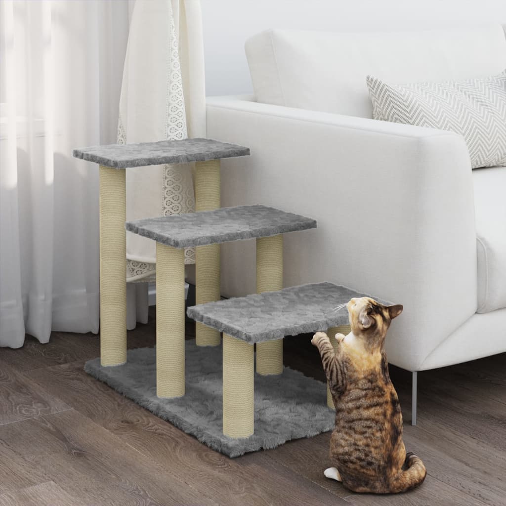 Albero per Gatti con Tiragraffi in Sisal Grigio Chiaro 50,5 cm - homemem39