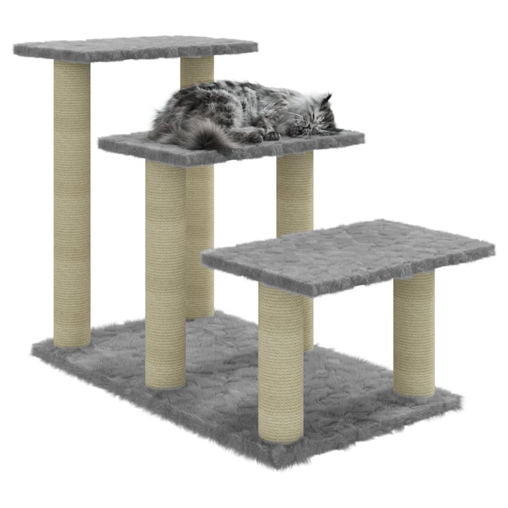 Albero per Gatti con Tiragraffi in Sisal Grigio Chiaro 50,5 cm - homemem39