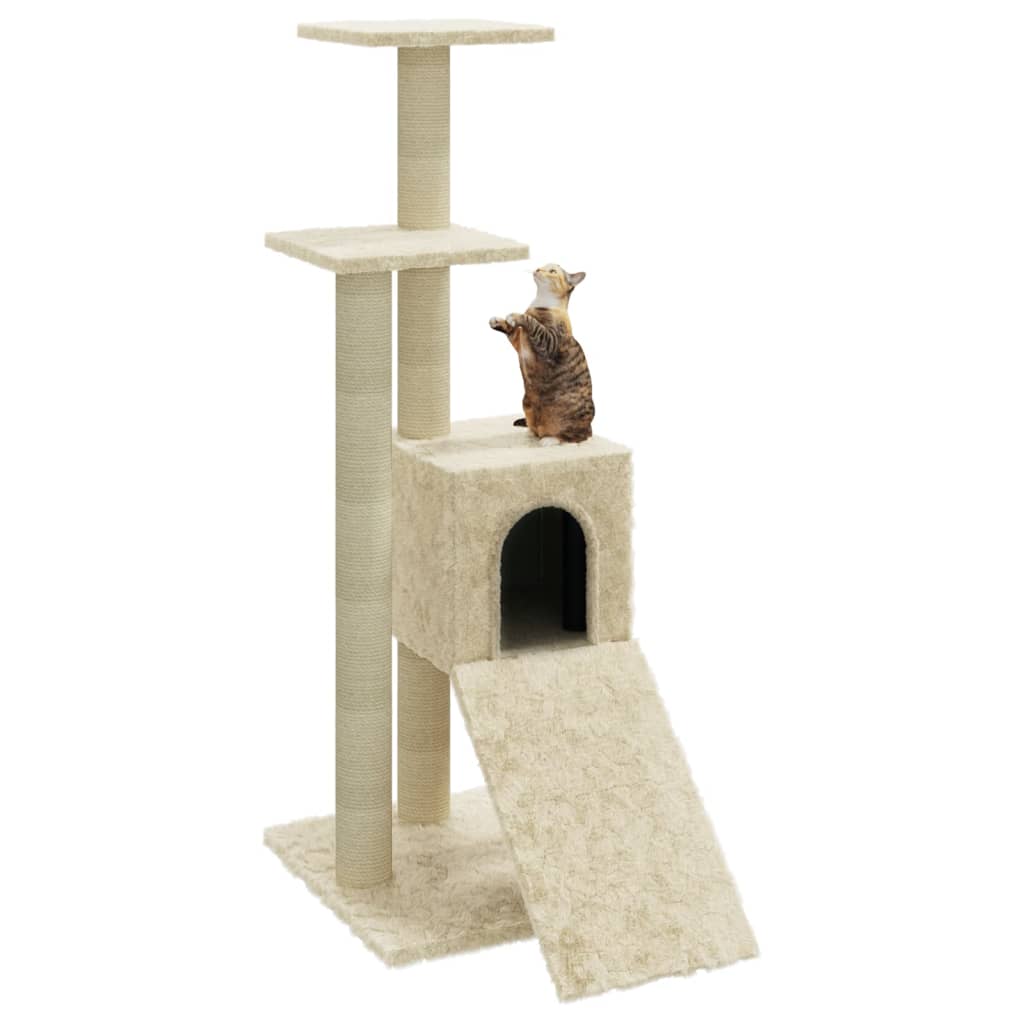 Albero per Gatti con Tiragraffi in Sisal Crema 92 cm - homemem39