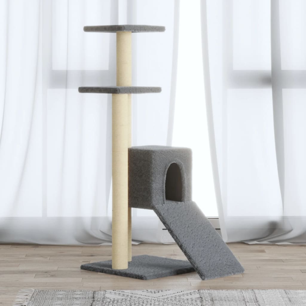 Albero per Gatti con Tiragraffi in Sisal Grigio Chiaro 92 cm - homemem39